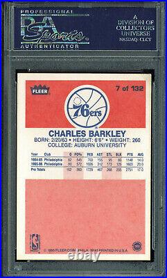 Charles Barkley Signed Card 1986 Fleer #7 Rookie Auto Graded Gem 10! PSA Slabbed