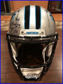 Christian McCaffrey Signed Carolina Panthers Full Size Helmet Witness Beckett