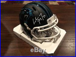 Christian McCaffrey Signed Carolina Panthers Matte Black Mini Helmet Beckett