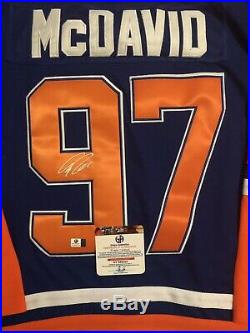 Connor McDavid Signed Captains Blue Oilers Jersey (COA)