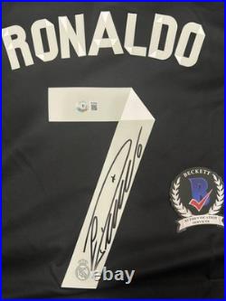 Cristiano Ronaldo #7 Signed Autographed Soccer Jersey Beckett COA Black