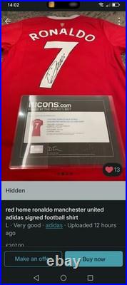 Cristiano Ronaldo Hand Signed Man United Shirt With Coa