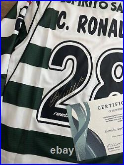 Cristiano Ronaldo Hand Signed Sporting Lisbon Shirt COA