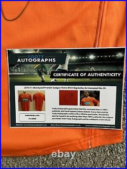 DJ Campbell #39 Hand Signed 2010/11 Blackpool FC Home Football Shirt with COA