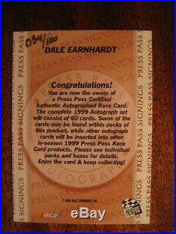 Dale Earnhardt Sr. 1999 Press Pass Gold Signings Autograph Auto Bv 500.00