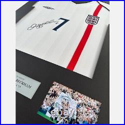 David Beckham Signed Shirt Framed England Home 2002 World Cup v Greece 7 COA