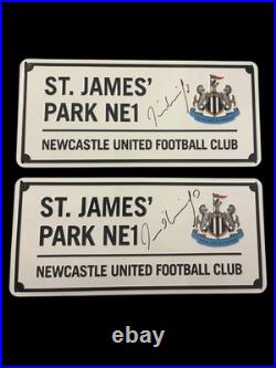 David Ginola Hand Signed Newcastle United Street Signs With Proof