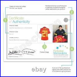 David Silva Signed Spain 18-19 Football Shirt. Framed Autographed Memorabilia