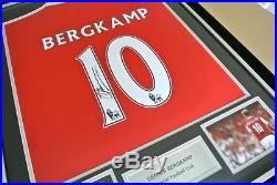 Dennis Bergkamp Signed FRAMED Shirt Photo Autograph Arsenal Name #10 PROOF & COA