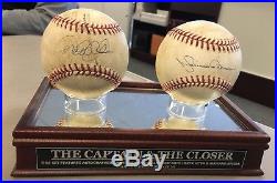 Derek Jeter & Mariano Rivera Signed Game Used Baseballs In Display Steiner Coa