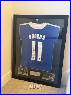 Didier Drogba framed Chelsea shirt jersey & signature no COA