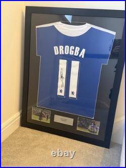 Didier Drogba framed Chelsea shirt jersey & signature no COA