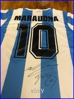 Diego Maradona Hand Signed Argentina Home Shirt With Coa Included