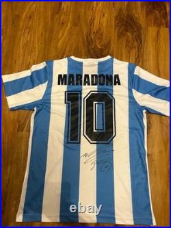 Diego Maradona Hand Signed Argentina Home Shirt With Coa Included