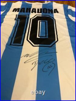 Diego Maradona Hand Signed Argentina Home Shirt With Coa Included