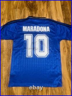 Diego Maradona Hand Signed Rare Argentina Shirt Jersey With Coa Included