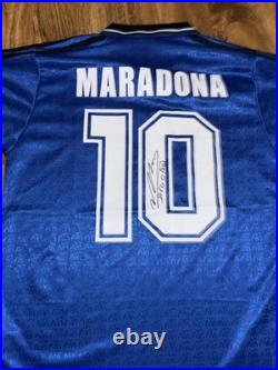 Diego Maradona Hand Signed Rare Argentina Shirt Jersey With Coa Included