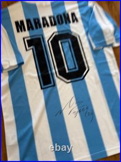 Diego Maradona signed Argentina World Cup Home Shirt With COA Included