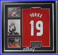 Dwight Yorke Signed & FRAMED Jersey Manchester United F. C. AFTAL COA (A)