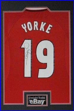 Dwight Yorke Signed & FRAMED Jersey Manchester United F. C. AFTAL COA (A)