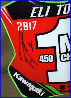 ELI TOMAC #1 Signed 2017 450 MX Champ Monster Kawasaki Front Number PLATE JSA