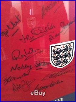 England 1966 World Cup Shirt Signed By 10 Original Players In Oak Frame