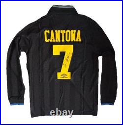 ERIC CANTONA Hand Signed Original UMBRO Man Utd #7 Away Long Sleeve Shirt COA