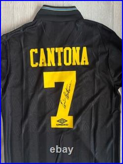 ERIC CANTONA Hand Signed Original UMBRO Man Utd #7 Away Long Sleeve Shirt COA