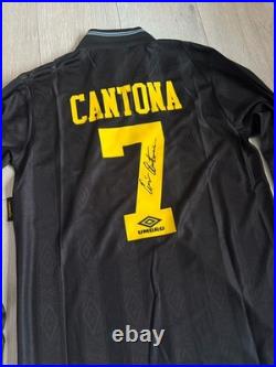 ERIC CANTONA Hand Signed Original UMBRO Man Utd #7 Away Long Sleeve Shirt COA