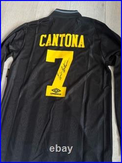 ERIC CANTONA Hand Signed Original UMBRO Man Utd #7 Away Long Sleeve Shirt COA