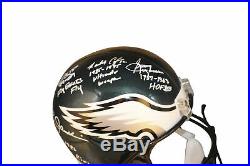 Eagles QBs (4) McNabb, Cunningham, Jaworski Signed Full Size Rep Helmet BAS