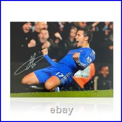 Eden Hazard Signed Chelsea Football Photo Knee Slide
