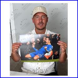 Eden Hazard Signed Chelsea Football Photo Knee Slide