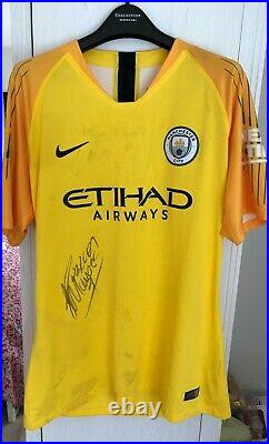 Ederson Moraes Manchester City Signed & Match Worn Home Shirt Unwashed