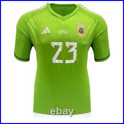 Emi Martinez Back Signed Argentina 2022-23 Home Goalkeeper Shirt. Standard Frame