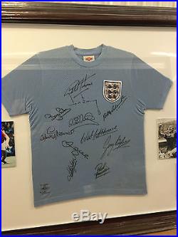 England. Football signed Shirt Legends Of Football Beckham Hurst Lofthouse Finney