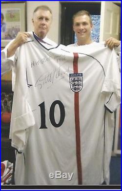 England XXXXL Shirt Signed Beckham Rooney Gerrard Shearer Terry Hurst Lineker