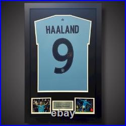 Erling Haaland Hand Signed And Framed Manchester City Shirt With Coa £299