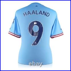 Erling Haaland Signed Manchester City 2022-23 Football Shirt. Standard Frame