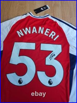 Ethan Nwaneri Signed Arsenal Shirt With Exact Photo Proof (DEBUT SEASON)
