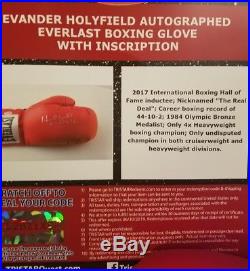 Evander Holyfield Signed & Inscr Auto Everlast Boxing Glove Psa Dna #authentic