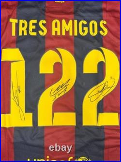 FC Barcelona Tres Amigos Signed Size L Jersey #122 Autographs ICONS COA