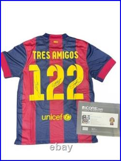 FC Barcelona Tres Amigos Signed Size L Jersey #122 Autographs ICONS COA