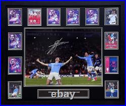 FRAMED JOHN STONES SIGNED MANCHESTER CITY v INTER MILAN CL FINAL PHOTO SEE PROOF