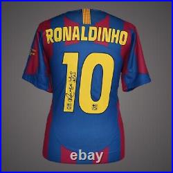 Fantastic Ronaldinho Signed Barcelona Football Shirt Private Signing COA £389