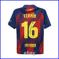 Fermin Lopez Signed FC Barcelona Soccer Jersey #16 with Beckett COA