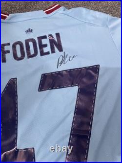 Foden Signed Man City Treble Season Shirt With Proof