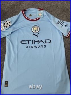 Foden Signed Man City Treble Season Shirt With Proof