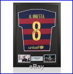 Framed Andres Iniesta Signed Barcelona Shirt Autograph Jersey
