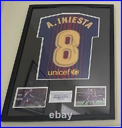 Framed Andres Iniesta Signed Barcelona Shirt Number 8 Autograph with COA
